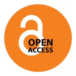 Logo del movimiento Acceso Abierto, con un candado estilizado en blanco sobre un fondo circular naranja y el rótulo Open Access
