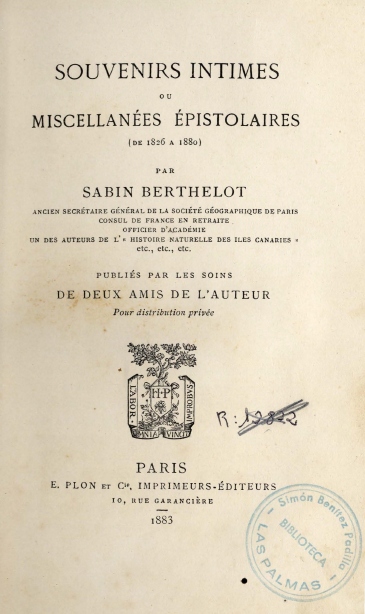 Souvenirs intimes ou miscellanées épistolaires (de 1826 a 1880)