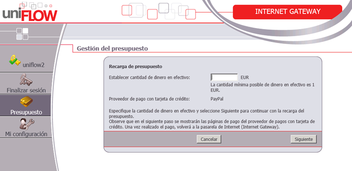 Imagen de cómo cargar un saldo desde el portal de recarga