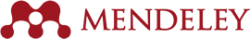 Logo de Mendeley, con su nombre en mayúsculas y un logo compuesto por 5 círculos interconectados formando una letra M