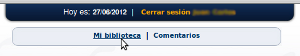 Ubicación del enlace Mi Biblioteca, en el bloque superior derecho