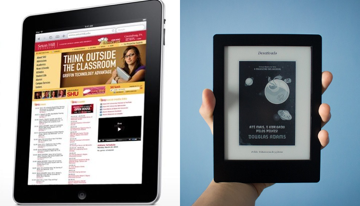 Vista de un iPAD y un lector Kobo