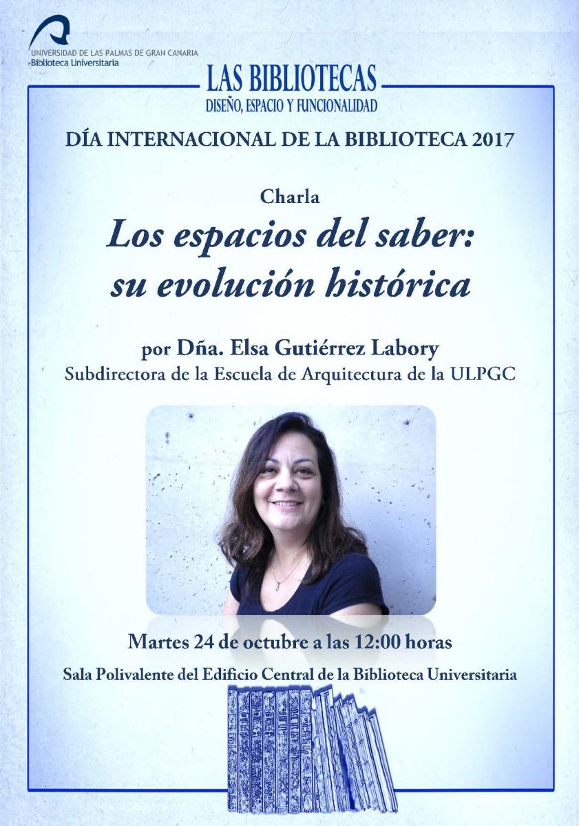 Cartel de la charla con fotografía de busto de la autora