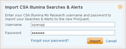 Pantalla de migración de alertas a ProQuest