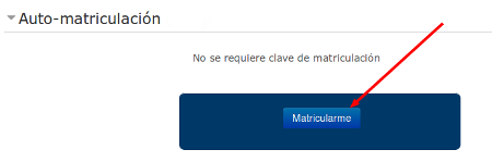 Vista parcial de la pantalla del campus virtual en la que aparece la opción de Auto-matriculación