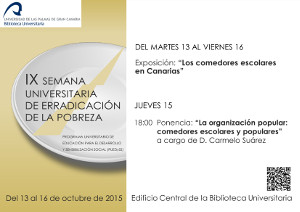 Cartel con los datos de las actividades ilustrado parcialmente con un plato vacío con una línea quebrada encima.
