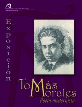 Vista del cartel de la exposición con un retrato de Tomás Morales