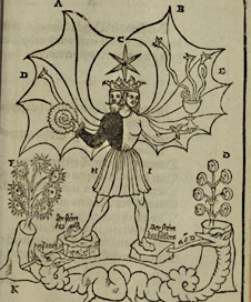 Copyright © 2009-2013 ProQuest LLC. All Rights Reserved. Página digitalizada de una obra antigua con un ser hermafrodita bicéfalo, parte de las "Colecciones Pandora" de imágenes simbólicas del libro de alquimia "Pandora, o el regalo más noble de Dios" de Hieronymus Reusner (Basel, 1588). 