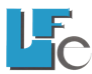 Logo formado por las letras ele, efe y e, en azul y gris.