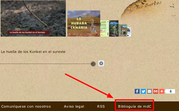 Ubicación del enlace a la Biblioguía de MdC en el pie de página del portal.