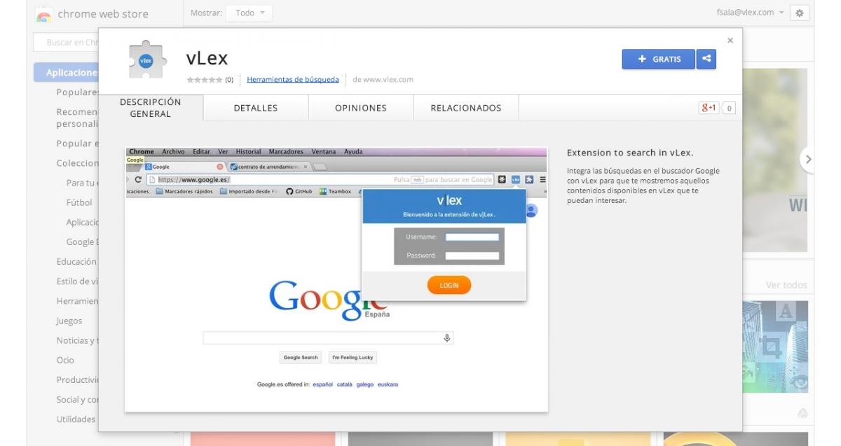 vLex en la Chrome Store