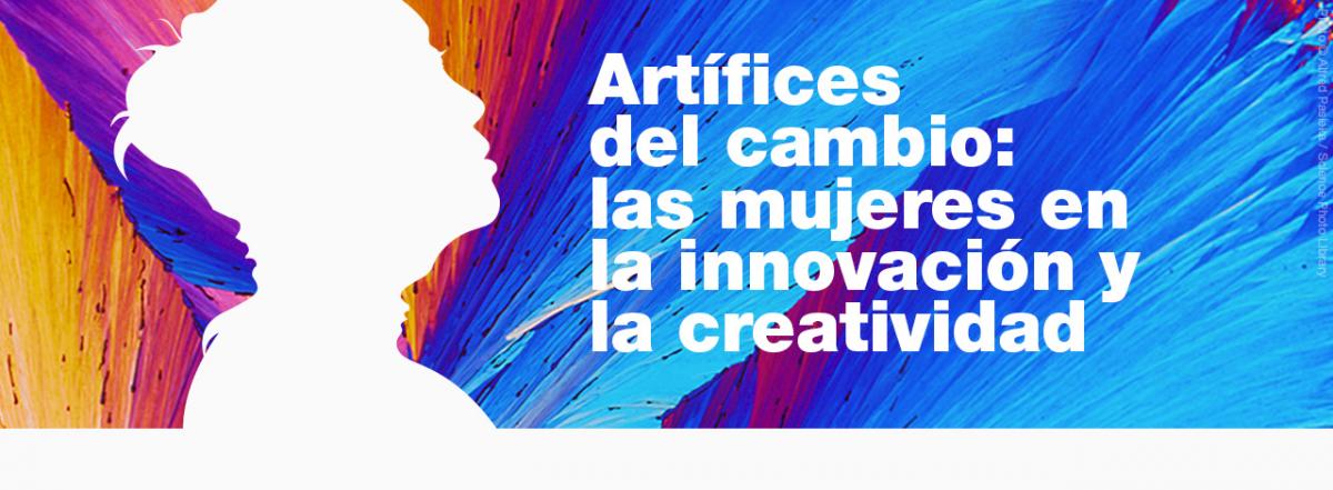 Silueta de busto de mujer de perfil en blanco sobre fondo multicolor.