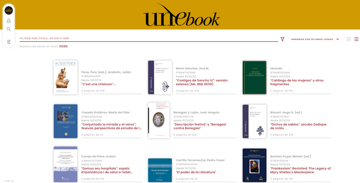 Portada de UNEbook, con 8 libros