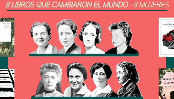 Fotografías del busto de 8 mujeres en blanco y negro.