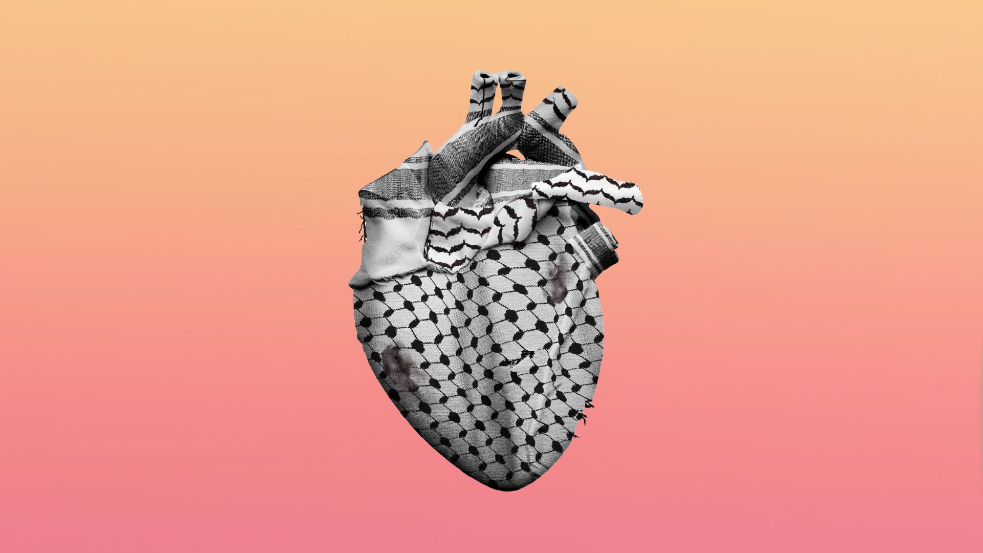 Corazón cubierto con el pañuelo árabe cufiya.