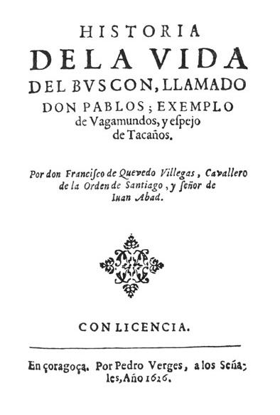 Portada de La vida del Buscón de 1626