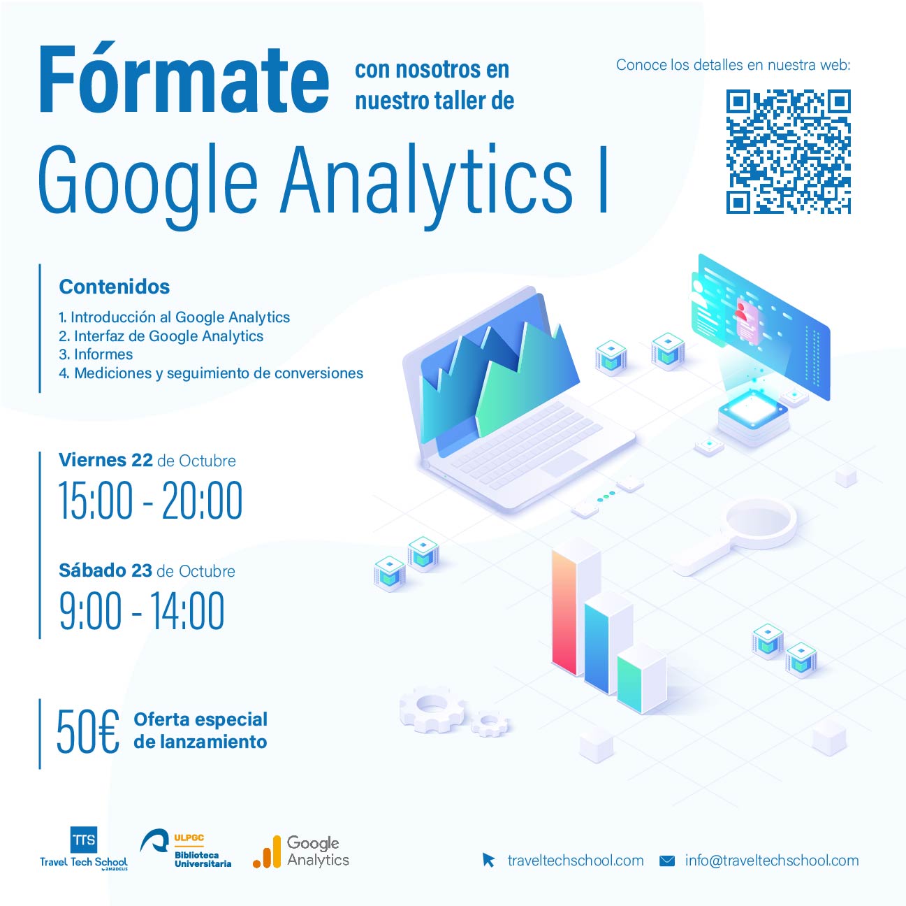 Cartel anunciador con los datos del curso