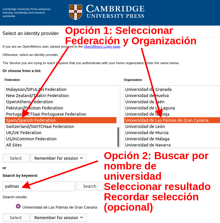 Ubicación en el portal de la CUP de las opciones de acceso remoto