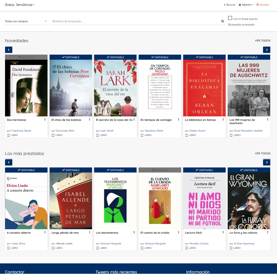 Página de inicio del portal e-BUlibros