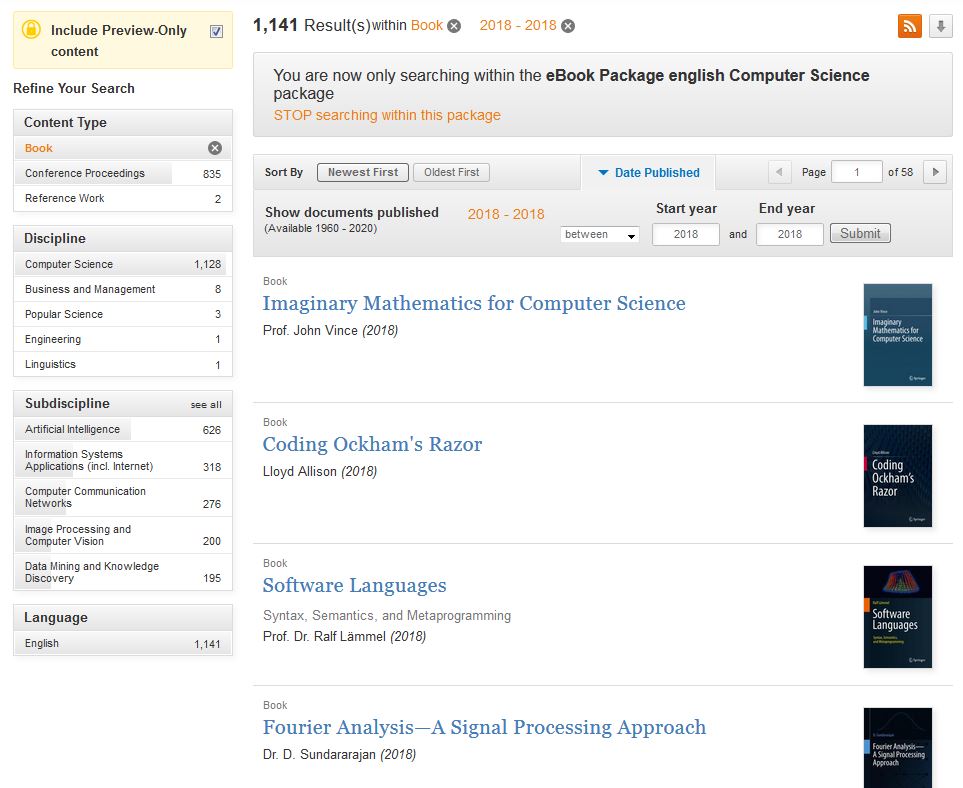 Portal de libros de Springer Link
