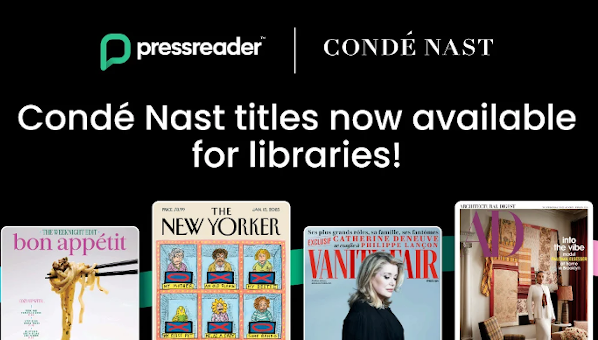 Vista de cabeceras de revistas estadounidenses: Bon Appétit, The New Yorker, Vanity Fair, Architectural Digest.